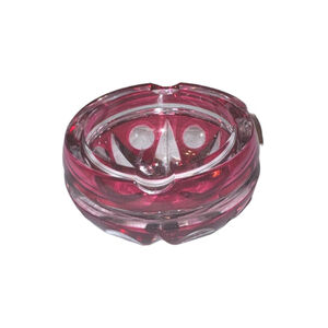 Vintage Val Saint Lambert Cranberry Cut-to-Clear Crystal Ashtray